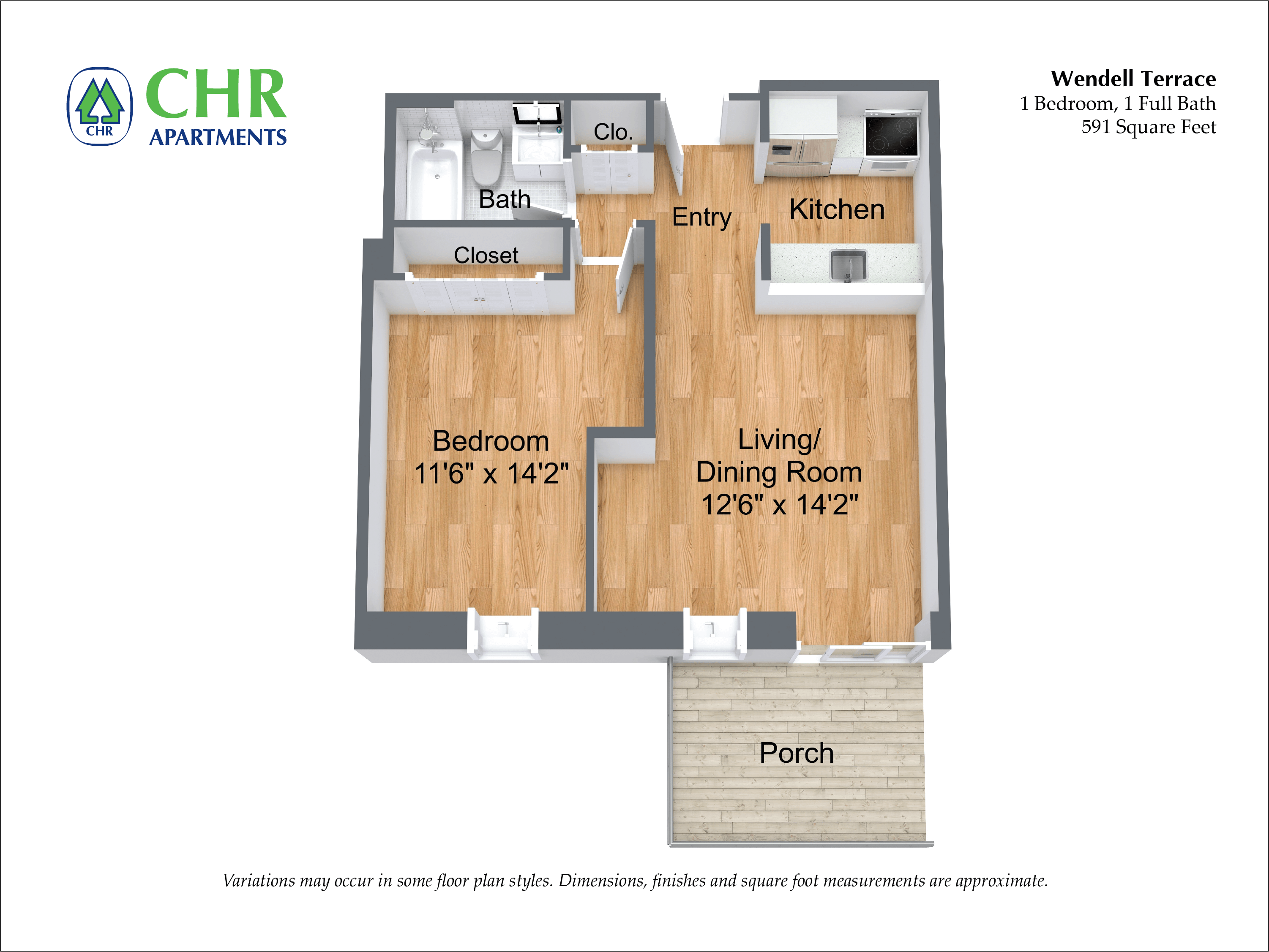 Floor plan 1 Bedroom/1 Bath image 8