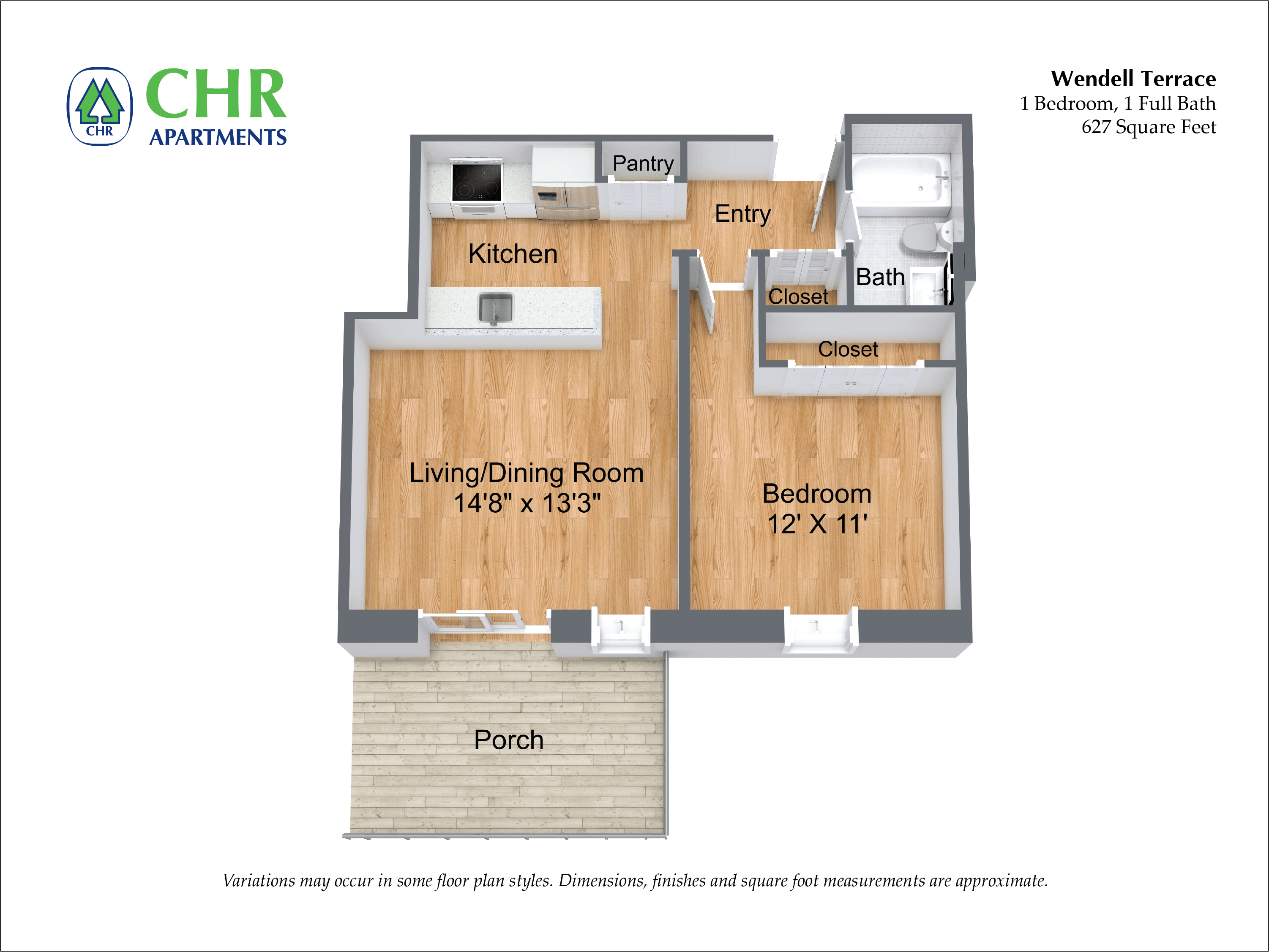 Floor plan 1 Bedroom/1 Bath image 9
