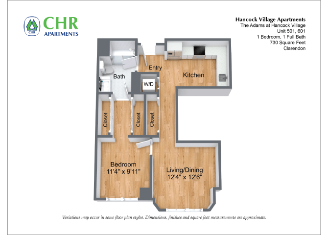 Floor plan 1 Bed/1 Bath Single Level - The Adams image 12