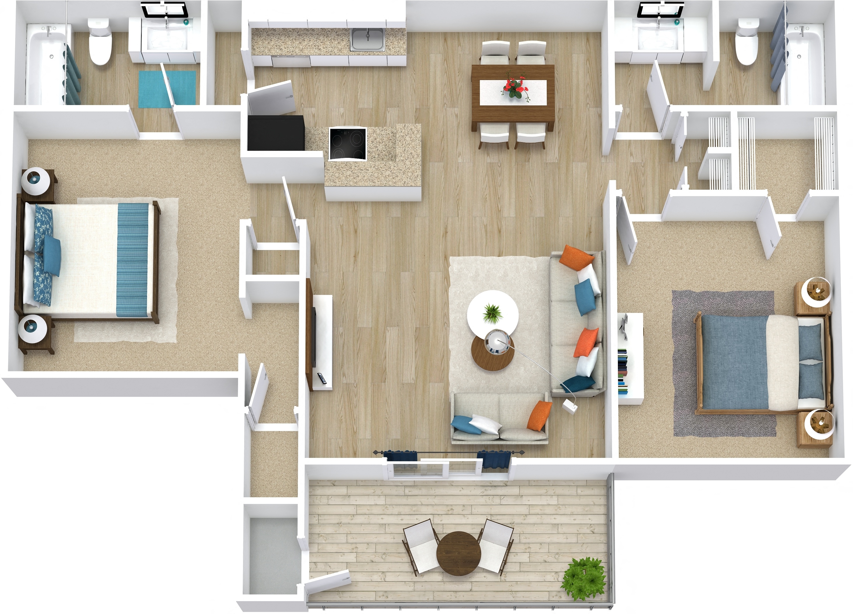 3D apartment layout preview at Cielo Apartments.