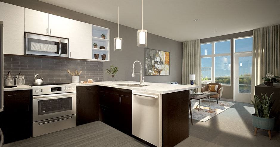 Airie Upgraded One-Bedroom Floor Plan Kitchen Airie Upgraded One-Bedroom Floor Plan Kitchen