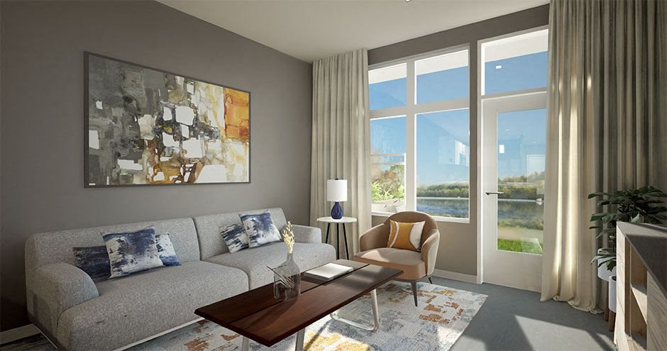Airie Upgraded One-Bedroom Floor Plan Living Room Airie Upgraded One-Bedroom Floor Plan Living Room