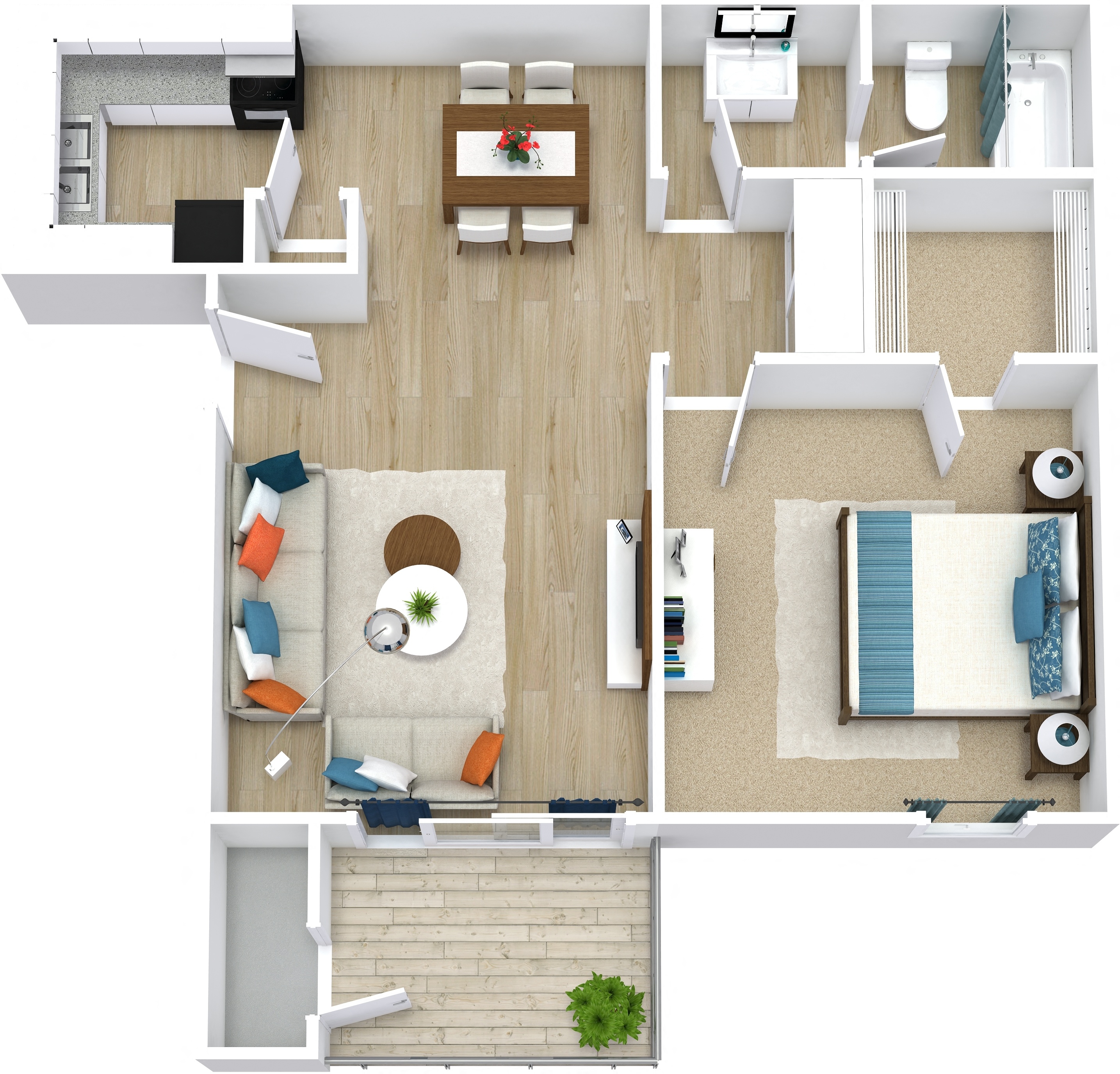 3D apartment layout preview at Cielo Apartments.