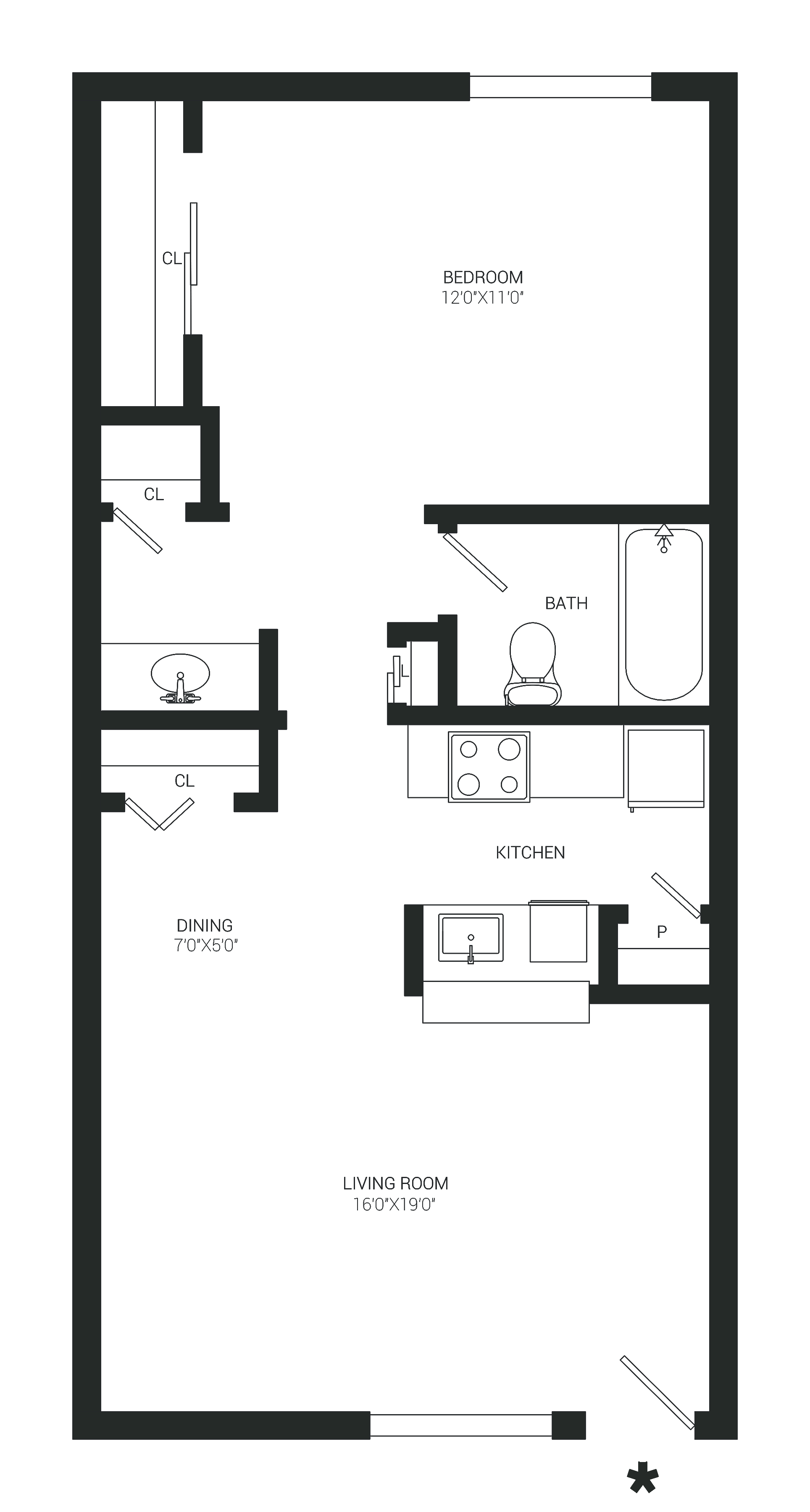 Floor-plan diagram at Parq on 50th Apartments.