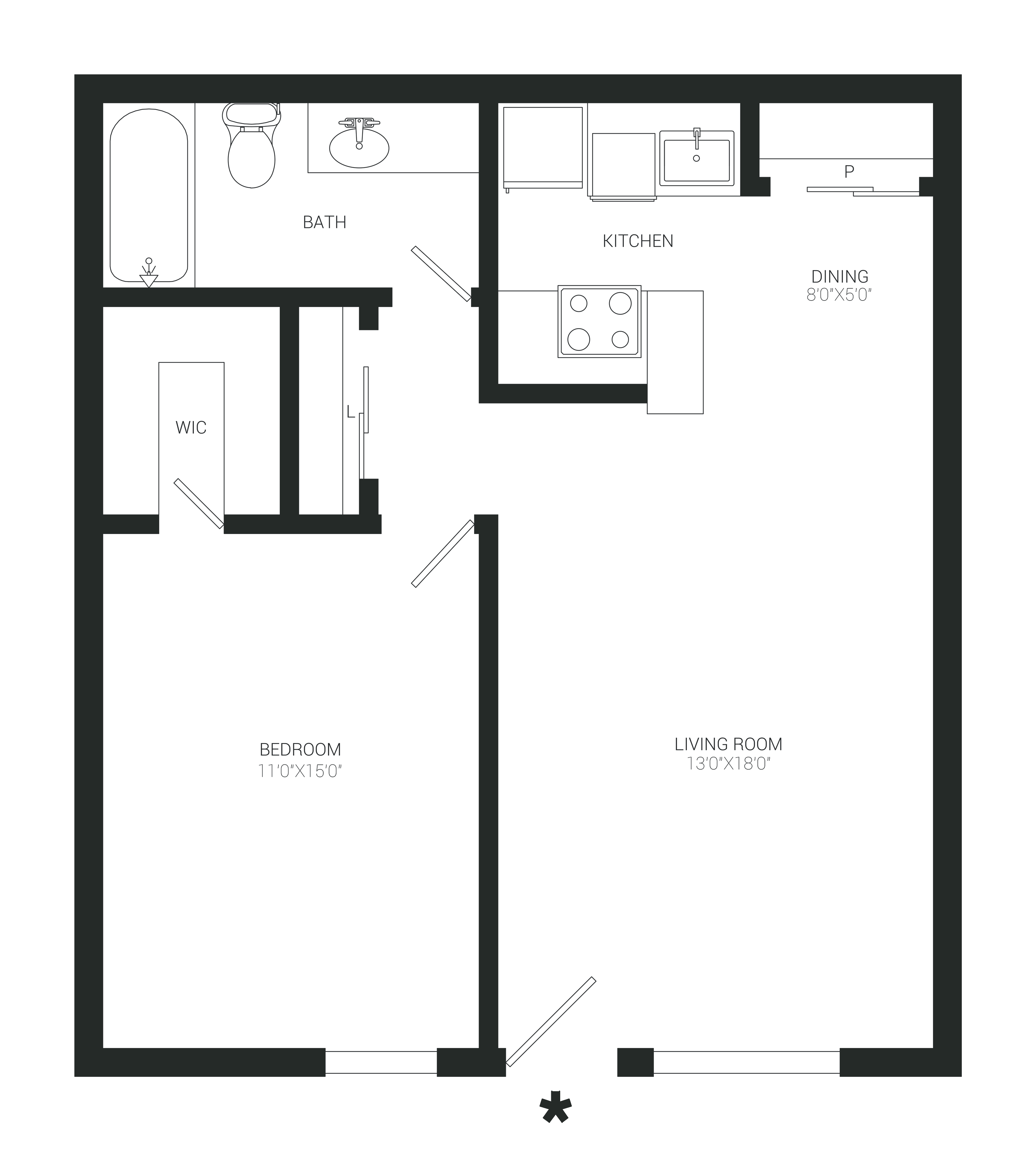 Floor-plan diagram at Parq on 50th Apartments.