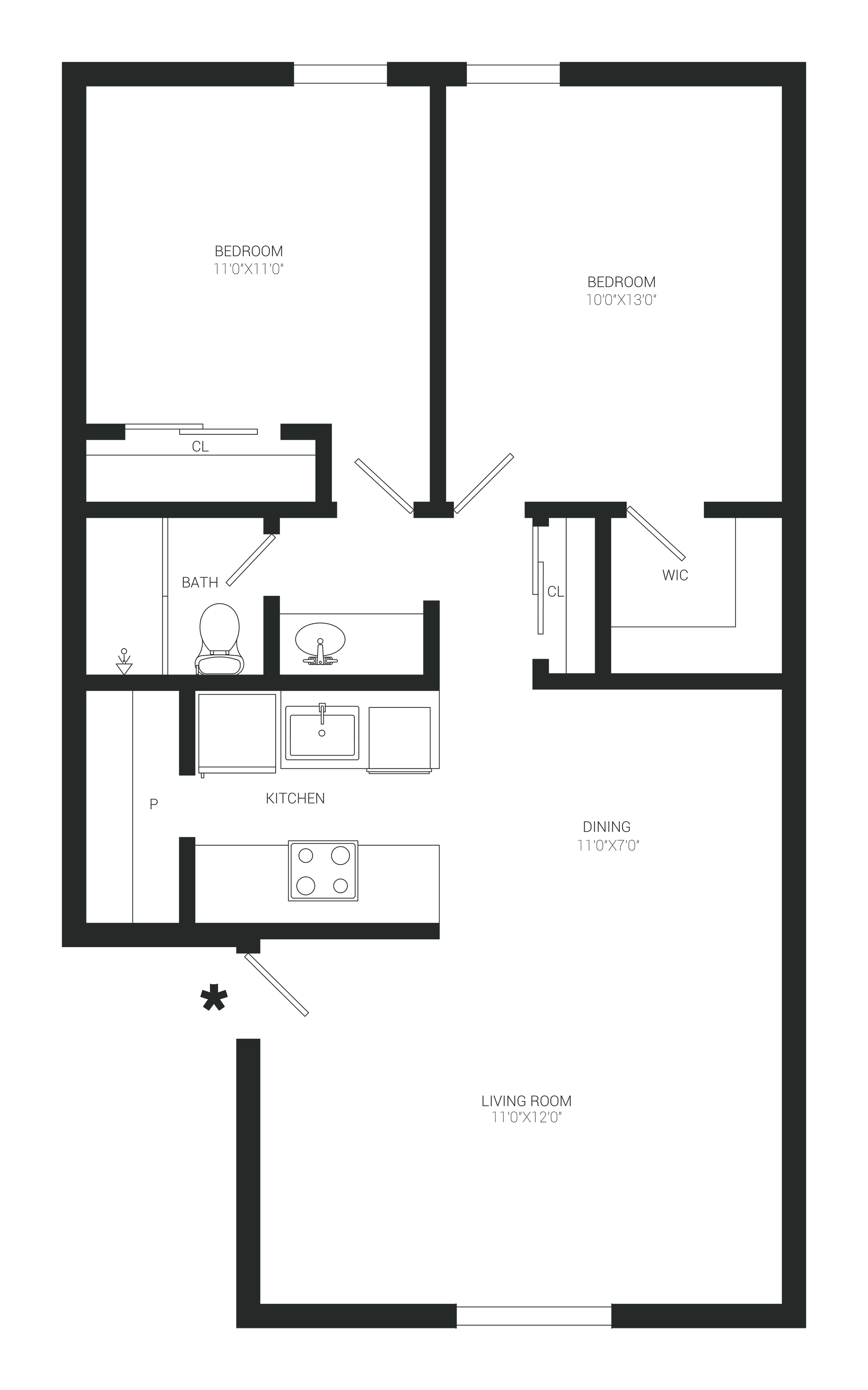 Floor-plan diagram at Parq on 50th Apartments.