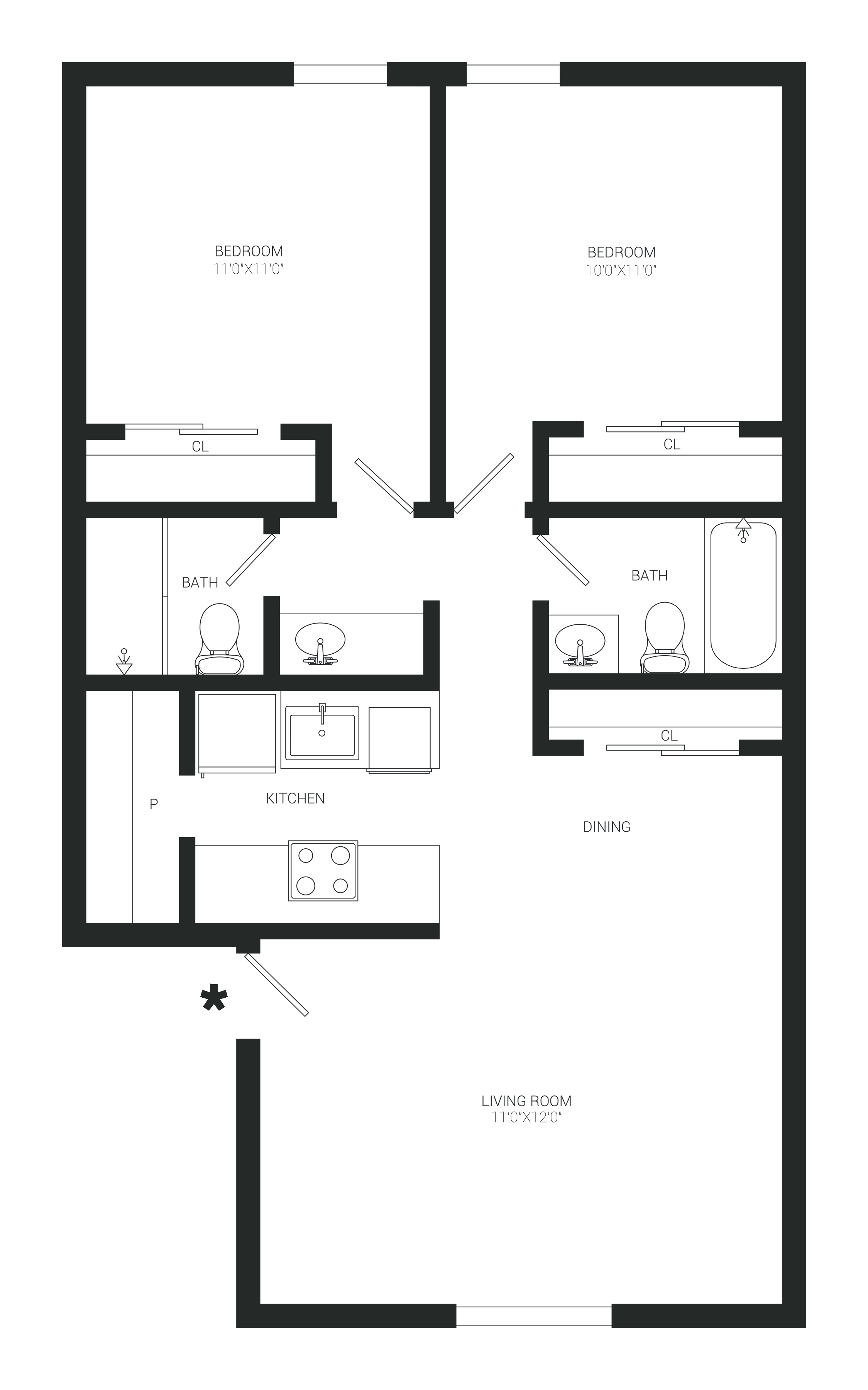 Floor-plan diagram at Parq on 50th Apartments.