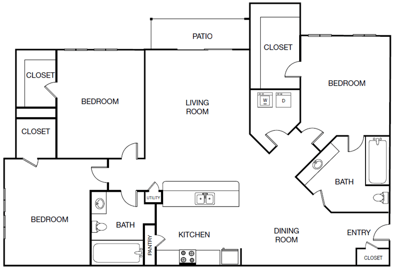 Andros Isles Apartments The Aruba floor plan image - Daytona Beach, FL