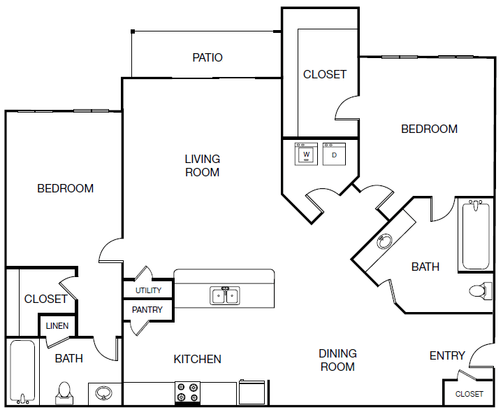 Andros Isles Apartments The Bermuda floor plan image - Daytona Beach, FL