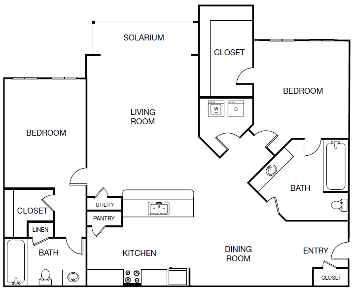 Andros Isles Apartments The Bermuda-Solarium floor plan image - Daytona Beach, FL