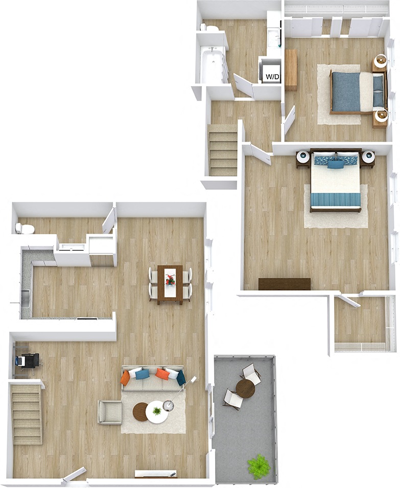 3D apartment layout preview at Parq at East Arcadia.