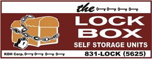 A sign for a self storage unit company called The Lock Box.