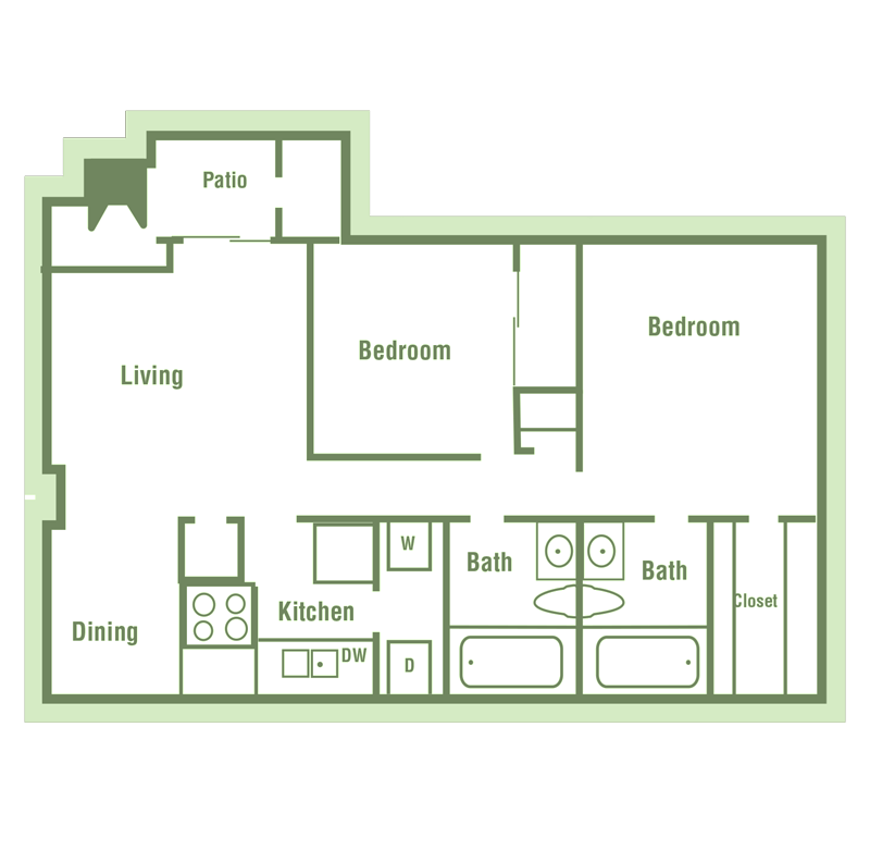 B1 Floor Plan at Walnut Creek Crossing Apartments in Austin, Texas, TX