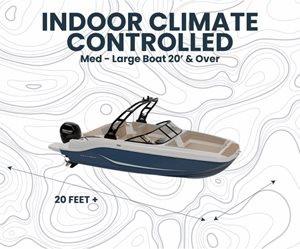 An image of a boat with the text "INDOOR CLIMATE CONTROLLED" and "Med - Large Boat 20