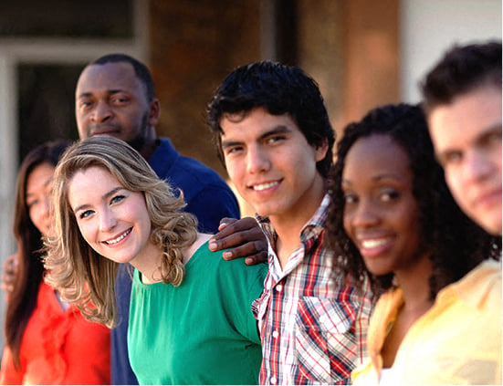 Group of diverse co-workers smiling