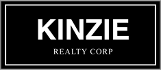 A black and white logo for Kinzie Realty Corp.
