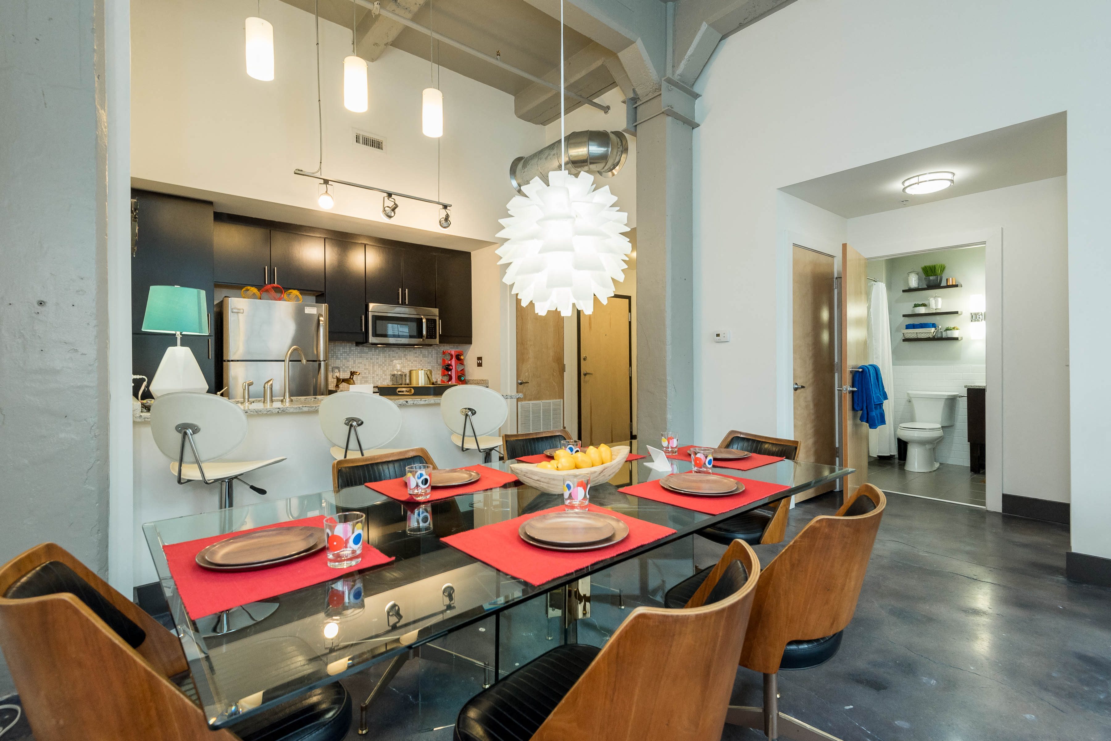 Dining room and kitchen