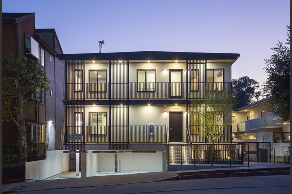 West-LA-apartments-NMS-Olive-nightime-exterior-front-view