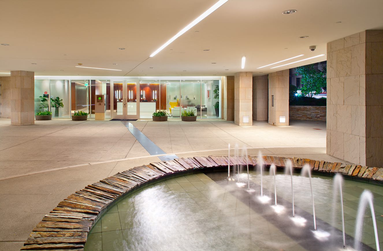 Westwood luxury apartments NMS Wilshire Margot  Exterior Front With Fountains at Wilshire Margot, California, 90024