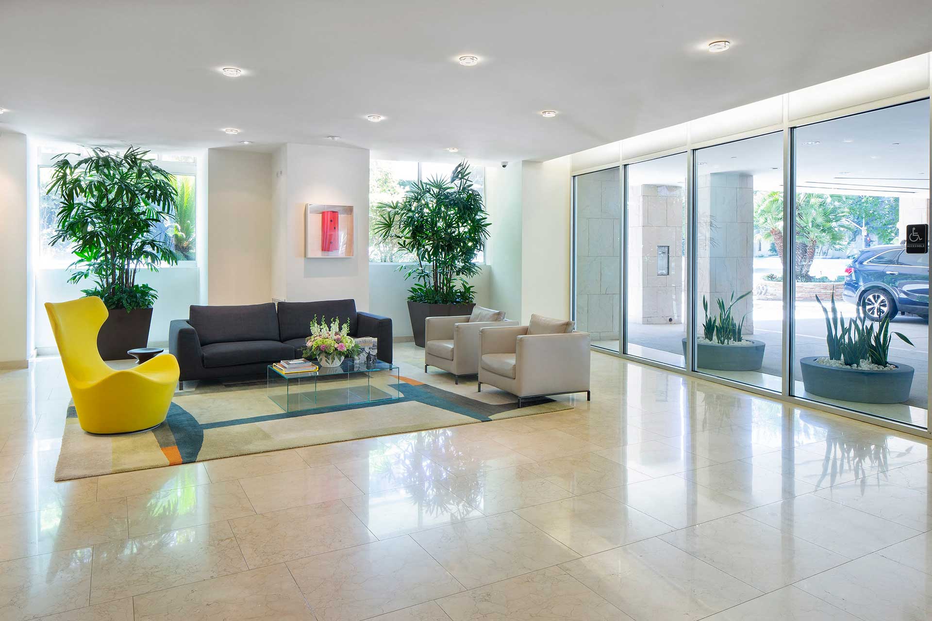 Westwood luxury apartments NMS Wilshire Margot  Lobby area with seating at Wilshire Margot, Los Angeles, CA Lobby area with seating