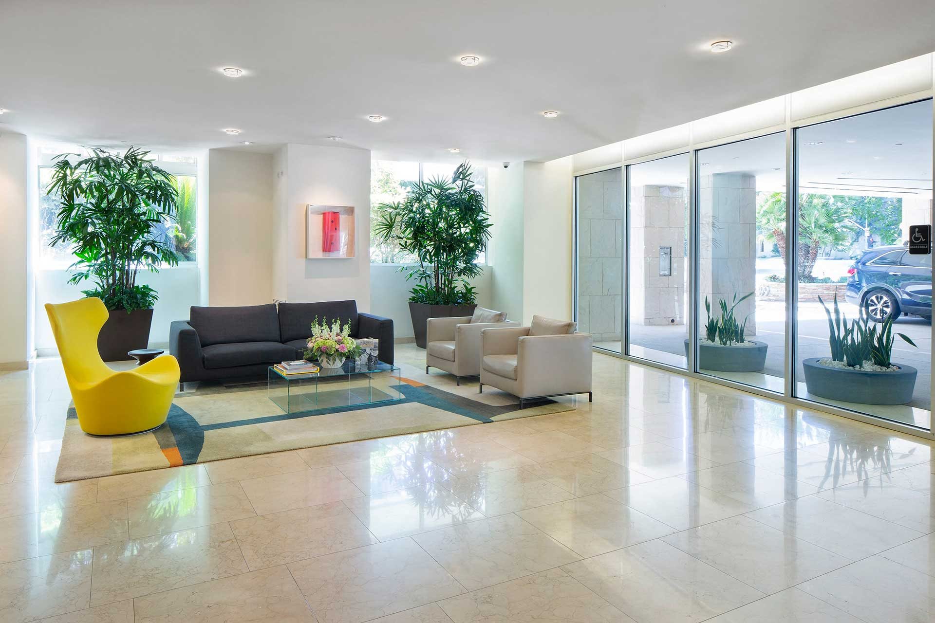 Westwood luxury apartments NMS Wilshire Margot  Lobby area with seating at Wilshire Margot, Los Angeles, CA Lobby area with seating