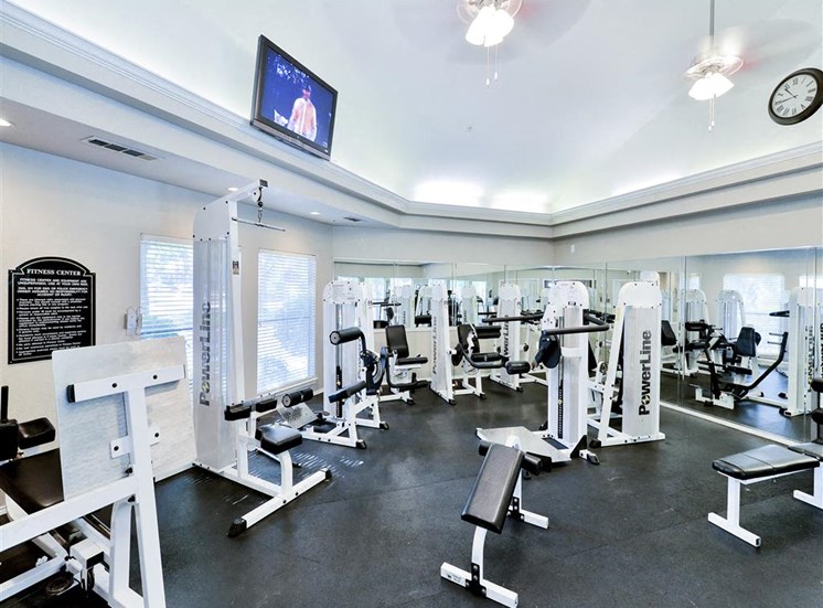 Fitness center with cardio and weight training machines at The Winsted at Valley Ranch in Irving, TX, For Rent. Now leasing 1 and 2 bedroom apartments.