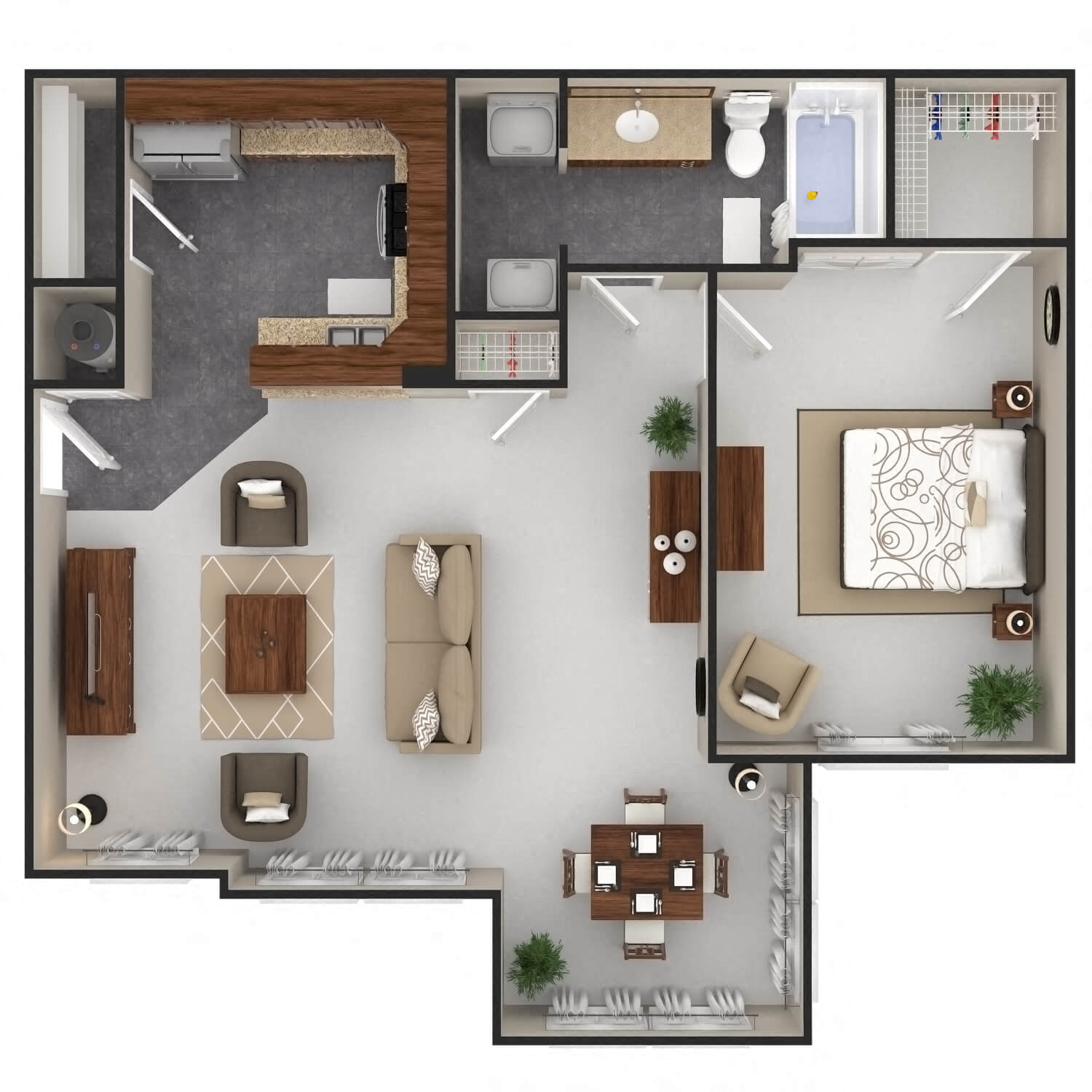 1 Bed 1 Bath with Flex Space and Optional Fireplace