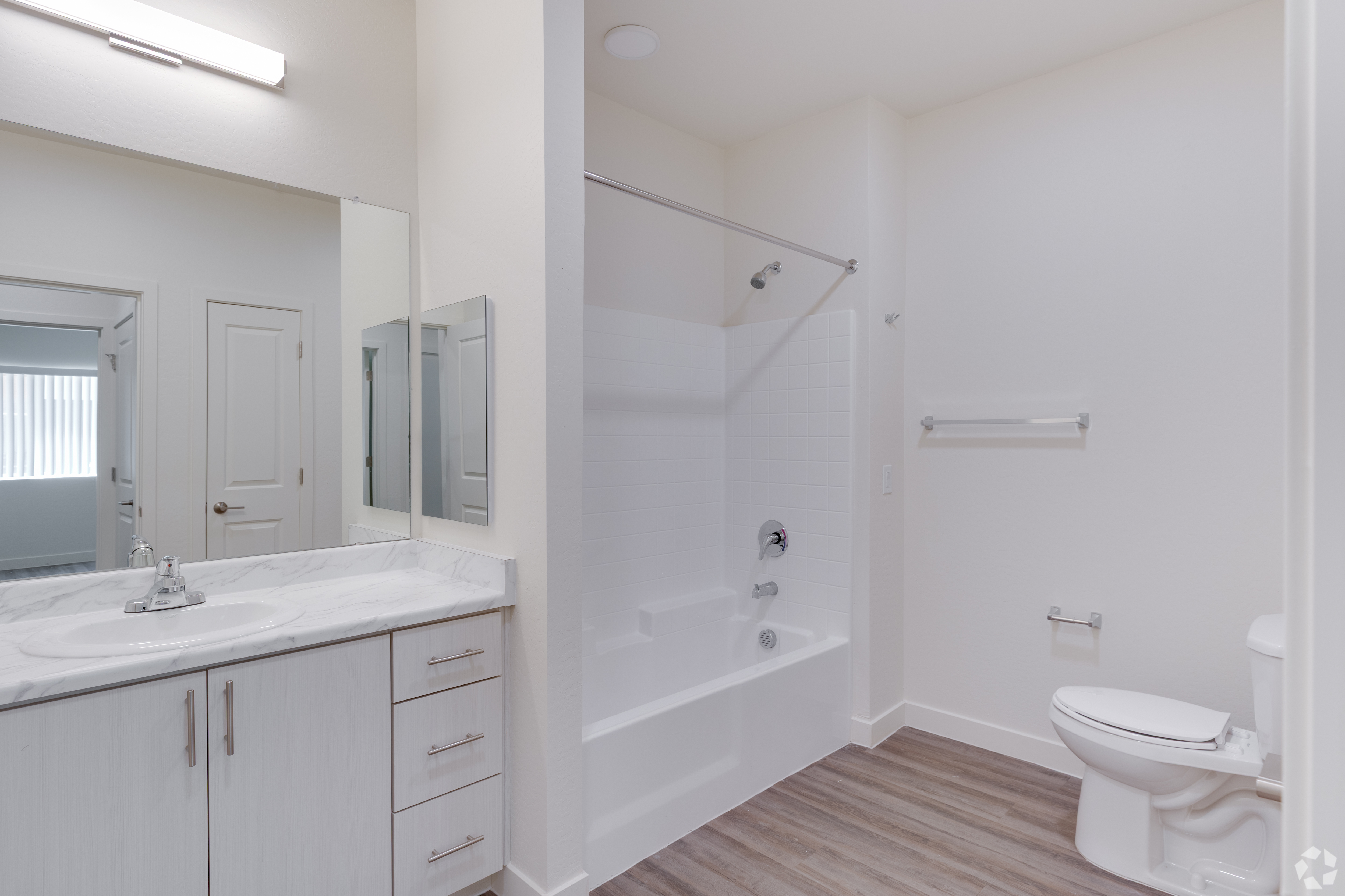 Apartment bathroom — representative home at Ascent on Broadway.