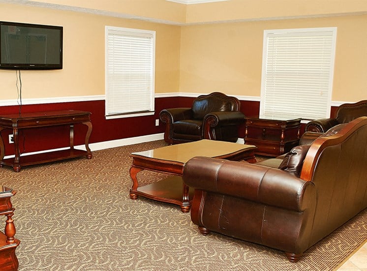 Clubhouse with seating and cable tv.