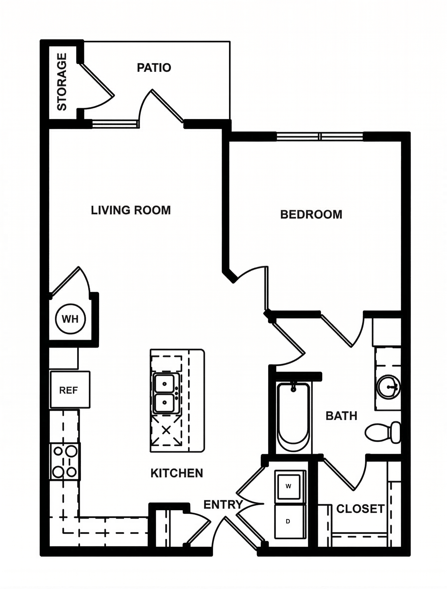 The Trailhead 1-bedroom floor plan at Burnett Trail Apartments in Canton TX