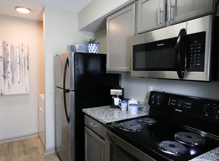 stainless steel appliance package and granite countertops in kitchen at The Whitney Franklin, Tennessee, 37064