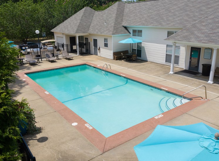pool and sundeck behind the clubhouse at The Point at Fairview Apartments