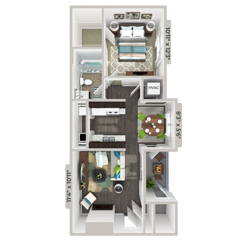 1x1 floor plan