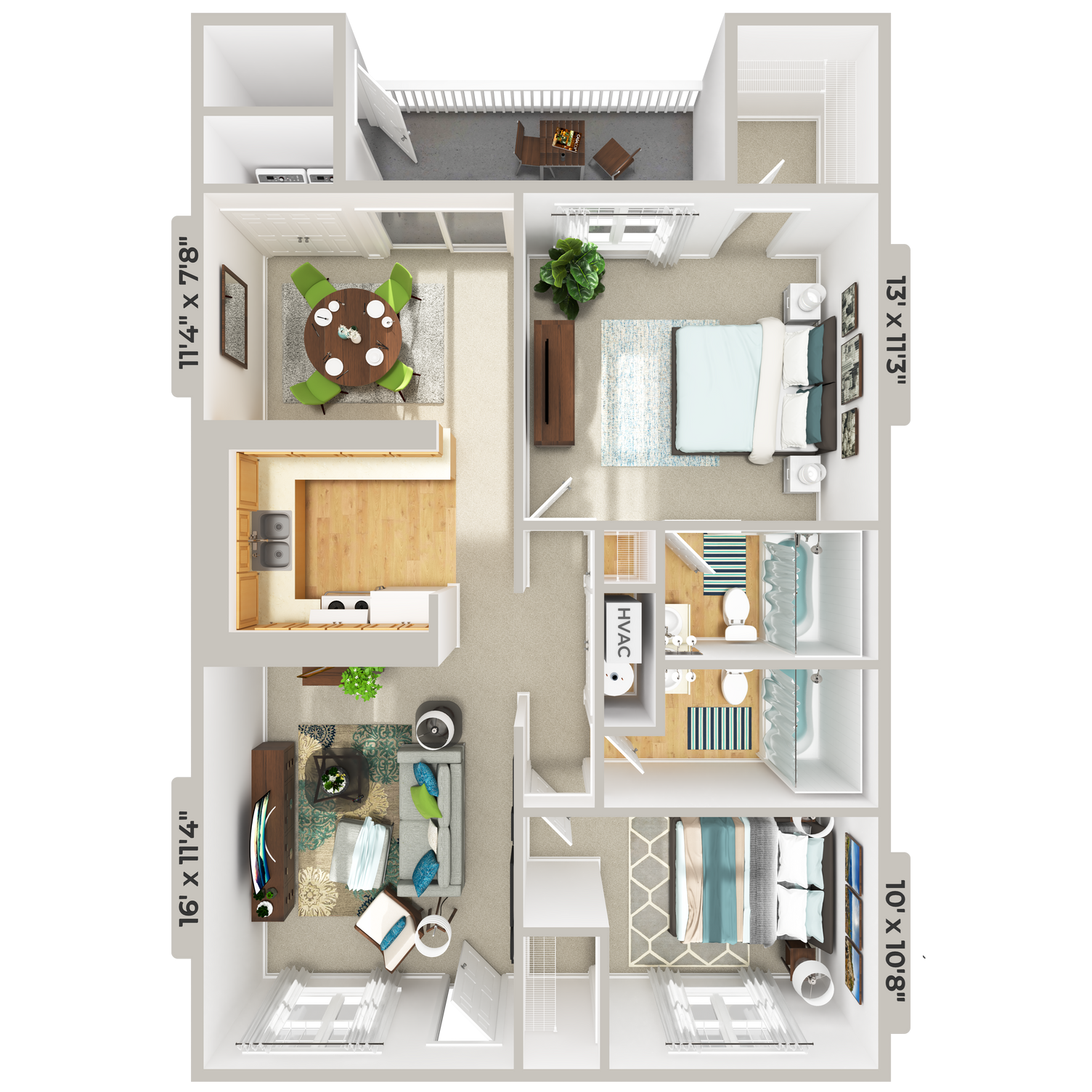 B - LaFayette 2x2 floor plan