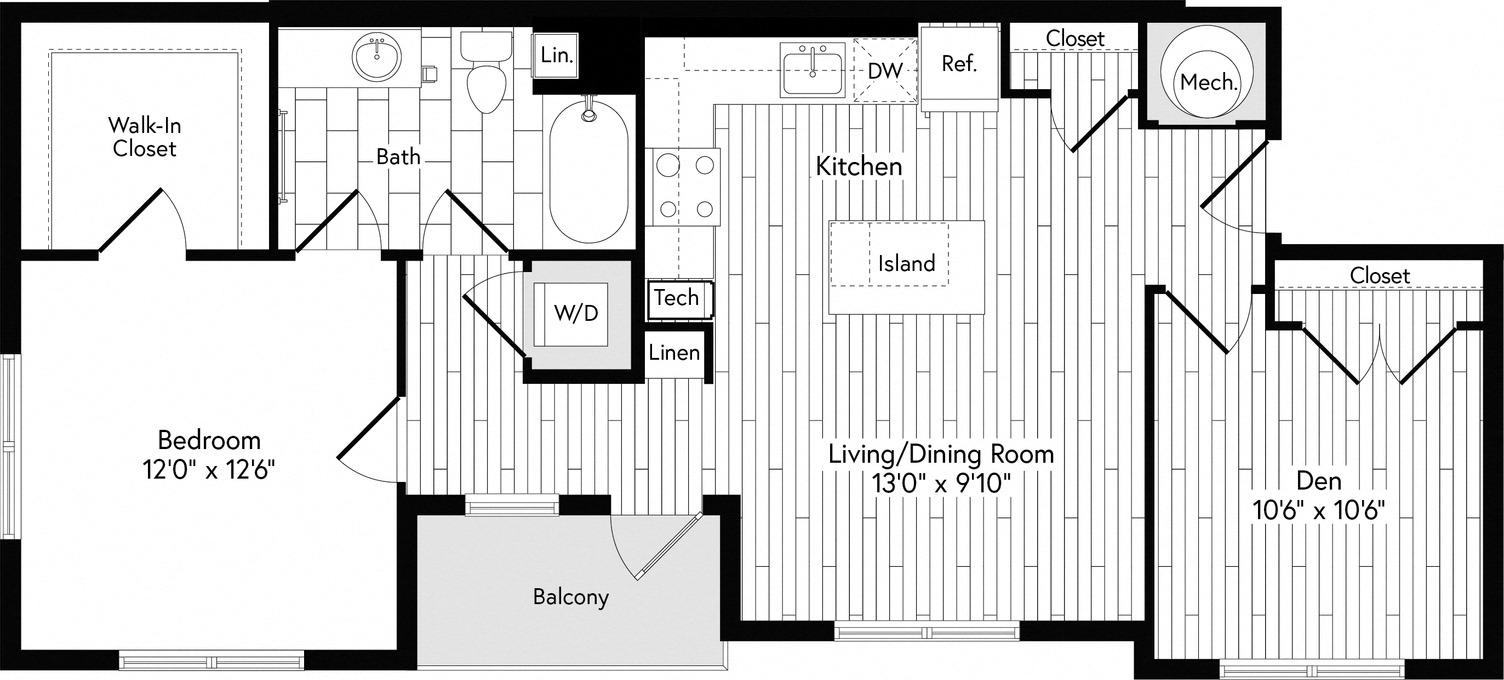 1 DEN EAST floor plan