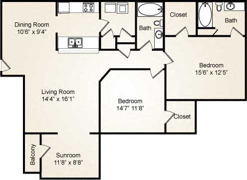 B3 - Brighton with Sunroom floor plan