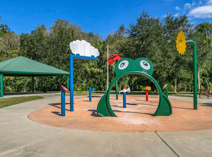 Outdoor playground and shaded picnic seating