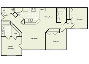 3 bedroom 2 bath 1167 sqft floor plan