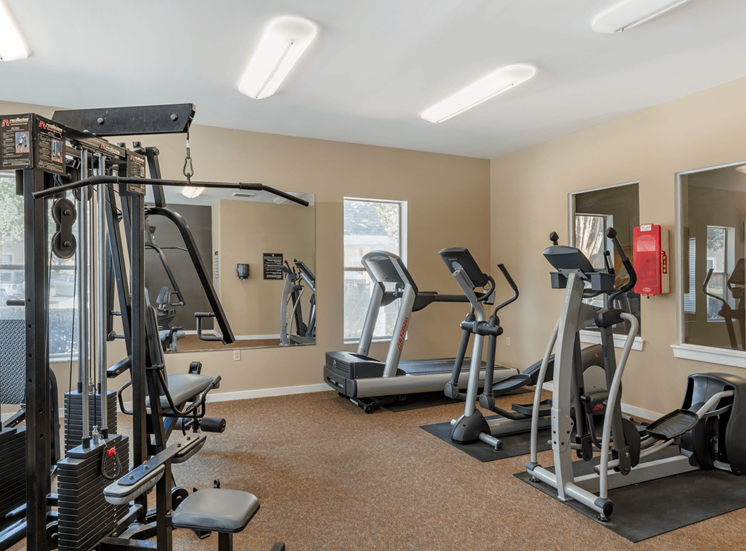 Fitness Center with Exercise Equipment  and Windows