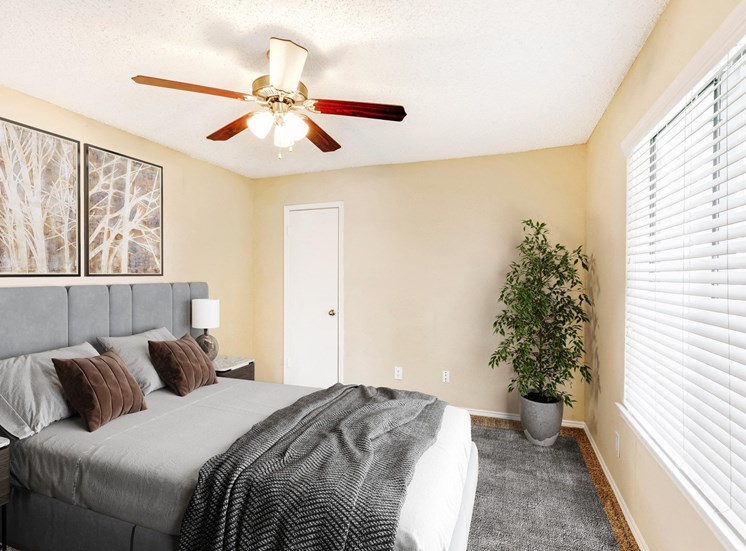 Bedroom with bed and ceiling fan