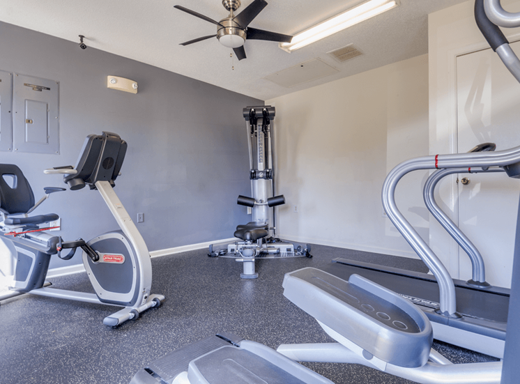 Fitness center with cardio equipment and multi speed ceiling fan