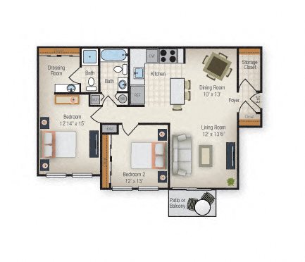 Two Bedroom floor plan