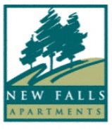 A logo for New Falls Apartments featuring a tree.
