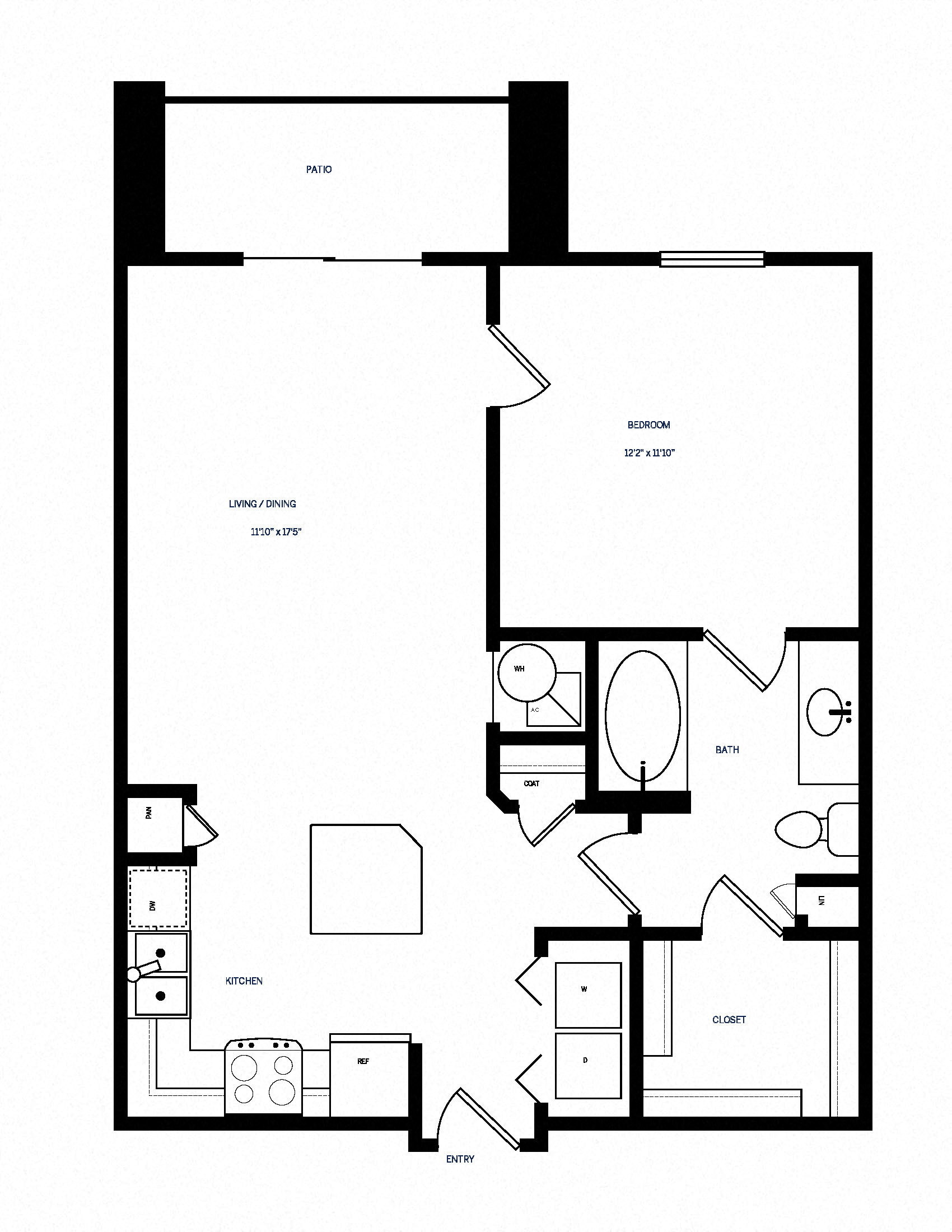 A1 Floor Plan at AVE Las Colinas, Texas, 75038