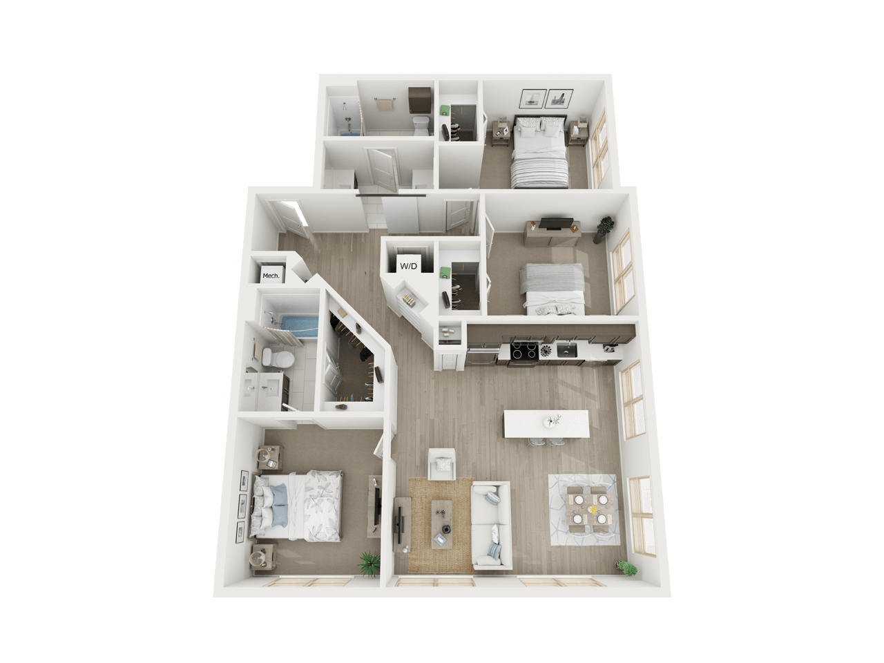 3 Bd - c1 floorplan at AVE Austin North Lamar, Austin, Texas