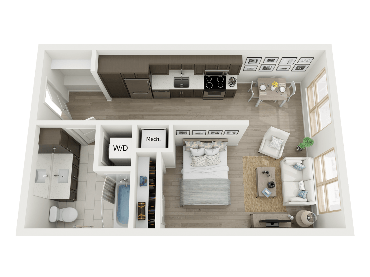 studio - E1 Floor plan at AVE Austin North Lamar, Texas