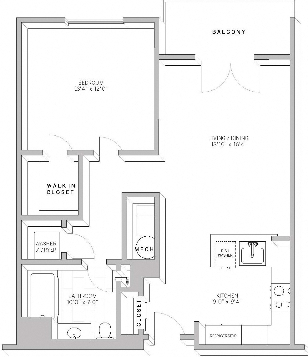 1 Bed 1 Bath A2B Floor Plan at AVE Florham Park, New Jersey