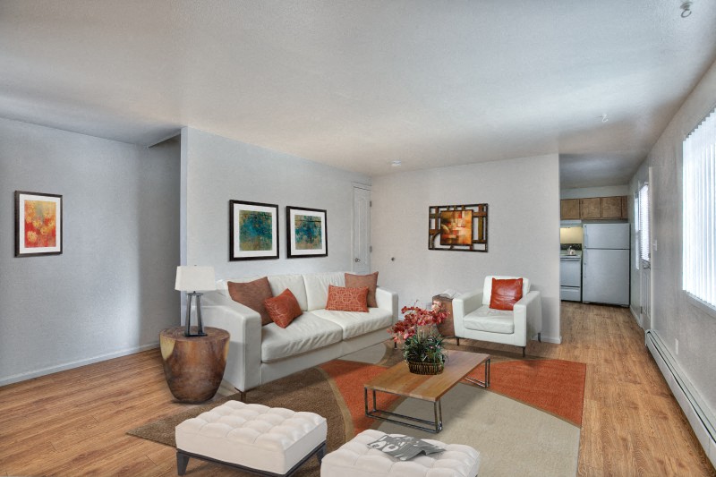 Village on Leisure interior living room featuring a large window