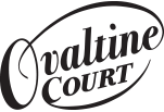a logo for a court with a black background