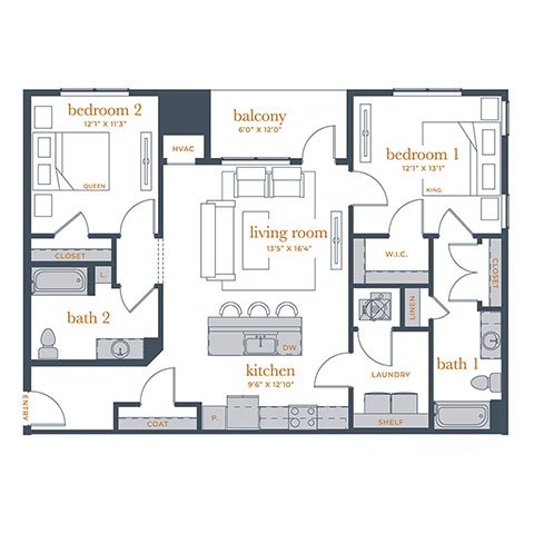 Floor plan layout diagram for B2.1